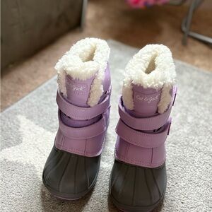 Cat & Jack Purple and Dark Gray Kids Winter Boots with Sherpa Collar
